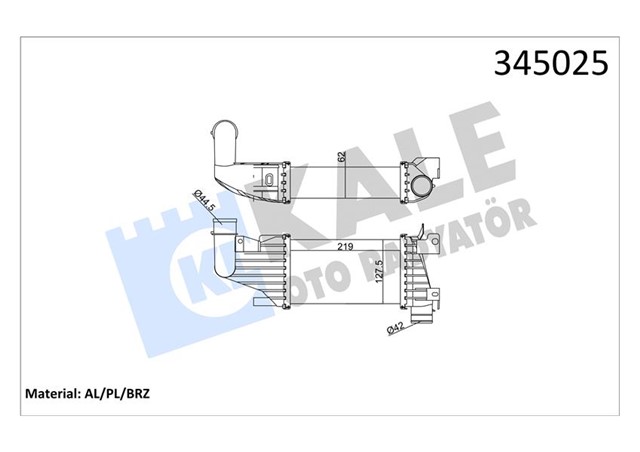 TURBO RADYATORU INTERCOOLER ASTRA H 1.7 CDTI 04 218X126X62 AL/PL/BRZ