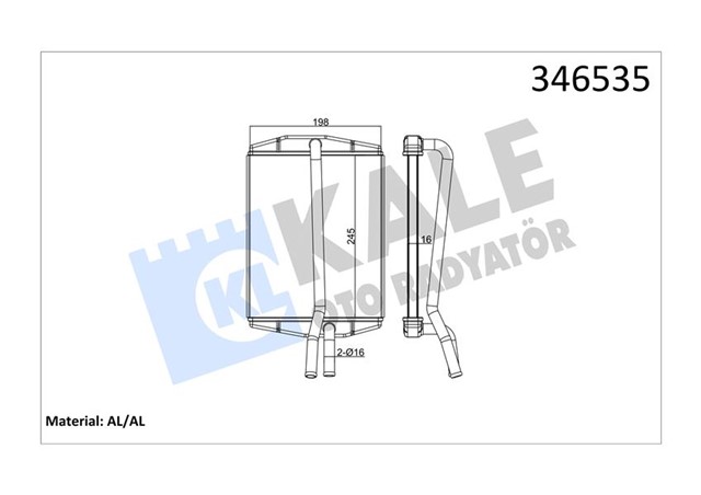 KALORIFER RADYATORU BRAZING KA 96 - 08 FIESTA IV 95 - 02 PUMA 97 - 02 1.3 - 1.6 247X198X22