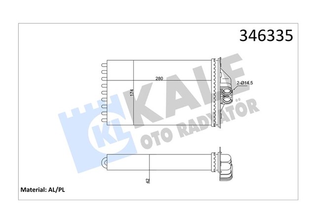 KALORIFER RADYATORU CHRYSLER VOYAGER 2.0I - 3.3I - 3.8I AWD - 2.5 TD 95 - 01 282X182X46