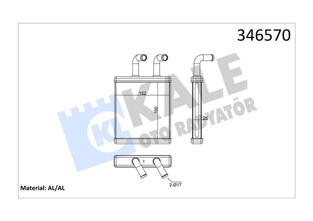 KALORIFER RDAYATORU BRAZING KIA BONGO 170X165X26