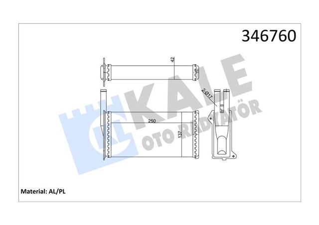 KALORIFER RADYATORU SIERRA AC KLIMASIZ 249X134X42