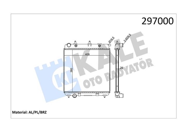 RADYATOR C2 - C3 - 207 - 1007 1.4 - 1.4 16V - 1.6 16V - 1.4HDI KLIMASIZ MEK 398X380X23