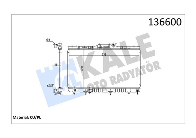 RADYATOR COROLLA AE101 93 - 98 1.6 XLI AT 1 SIRA CU PL 350X639X16