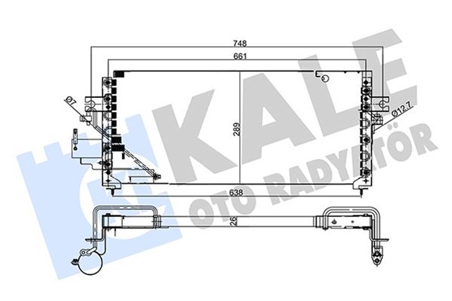 KONDENSER NISSAN SUNNY III 1.3 1.4 LX 1.4 - 1.6I 1.8 - 2.0 GTI 1.7 - 2.0 D 91 - 20 - KURUTUCUSUZ 26MM