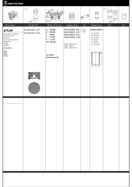 PISTON SEGMAN 1 RIKEN SEG. 0.50 79 050 UST OLCU OPEL X16XE - X16XEL ASTRA CORSA TIGRA ZAFIRA VECTRA 87 - 71683 - 050 87 - 71683 - 050 - 877168305000AG GOETZE 87 - 71683 050