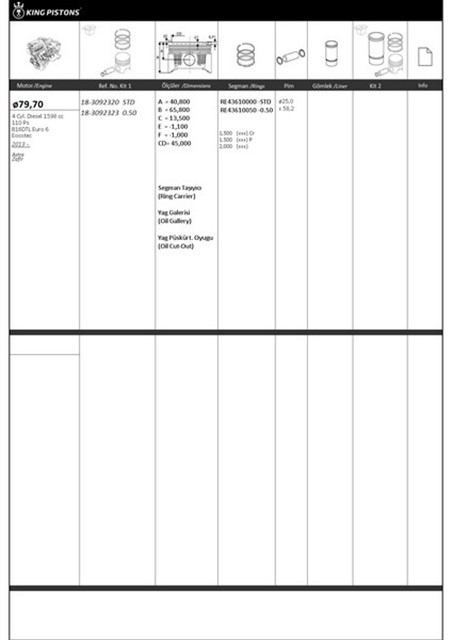 PISTON SEGMAN 1 RIKEN SEG. 0.50 79.7 050 UST OLCU OPEL B16DTL EURO 6 - EOCOTEC ASTRA ZAFIR 87 - 73466 - 050 87 - 73466 - 050 - 8773466050000G GOETZE 87 - 73466 050