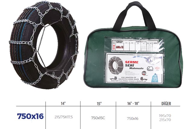 PATINAJ ZINCIRI MINIBUS VE KAMYONET SERME 750X16 ZINCIR EBATLARI ICIN RESIME BAKINIZ