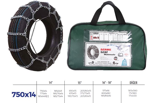 PATINAJ ZINCIRI MINIBUS VE KAMYONET SERME 600X16 ZINCIR EBATLARI ICIN RESIME BAKINIZ