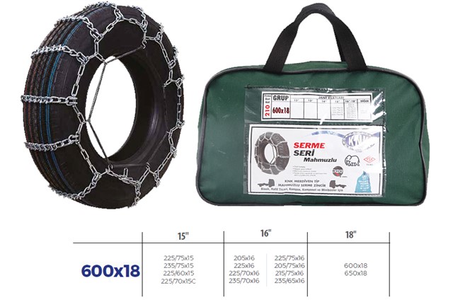 PATINAJ ZINCIRI MINIBUS VE KAMYONET SERME 205X75X16 TIRNAKLI ZINCIR EBATLARI ICIN RESIME BAKINIZ