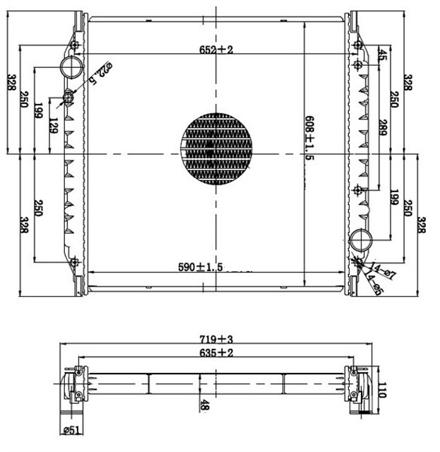 RADYATOR TRUCK BRAZING MT 590X618X48 L 2000 93 62880A