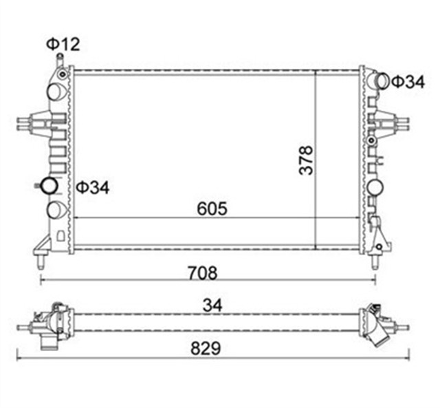 350213970003 RADYATOR ASTRA G 1.4 16V - 1.6 16V - 1.8 16V - 2.0 16V AC KLIMASIZ MEKANIK 610X3778X23