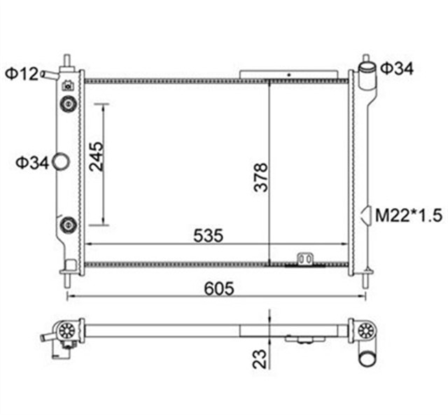 RADYATOR BRAZING ASTRA F 93 - 98 1.4I - 1.6I - 2.0I KLIMASIZ MEK OTOM 538X368X26