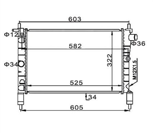 350213831003 RADYATOR OPEL ASTRA F 1.4; 1.6; CORSA C 1.4; 1.6