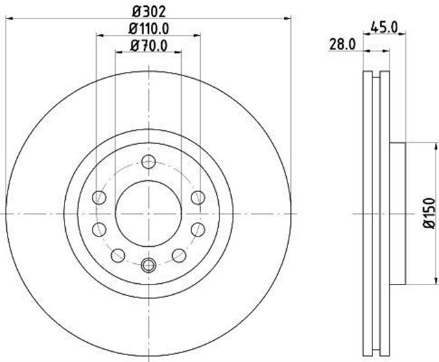 ON FREN AYNASI VECTRA C - SIGNUM 03 SAAB 9.3 02 1.8 2.0 16V 2.2. 3.0 302X28X7DLXHAVALI