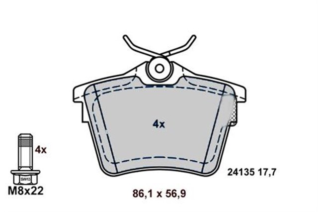ARKA FREN BALATASI PEUGEOT P407 1.6 HDI 1.8 - 2.0 04 607 00 CITROEN C5 08