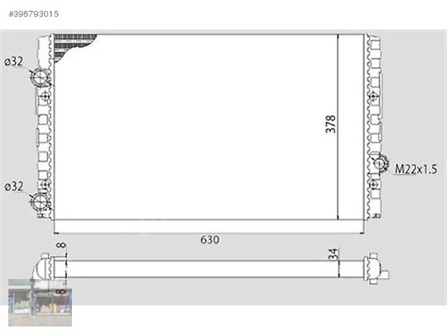 RADYATOR CLASSIC GOLF III 1.6 - 1.8 - 1.9 - 2.0 91 - 99 AC / - MEK/OTOM 378X630X34