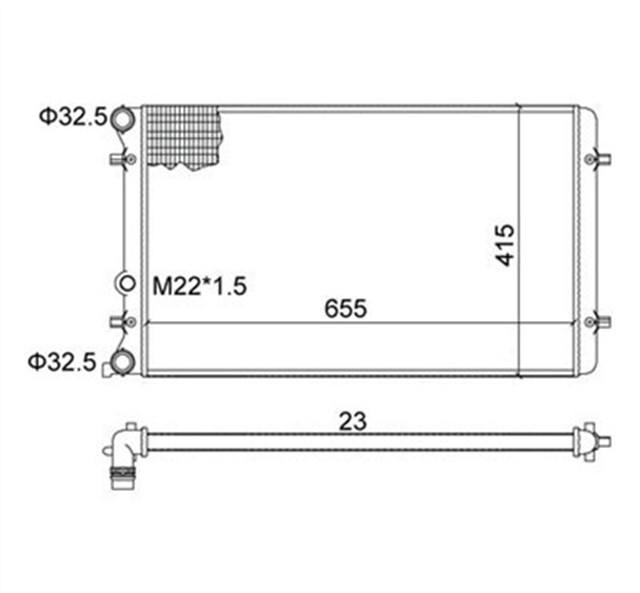 RADYATOR BORA - GOLF IV - A3 - TT - LEON - TOLEDO II - OCTAVIA AC KLIMASIZ MEK OTOM 650X415X34