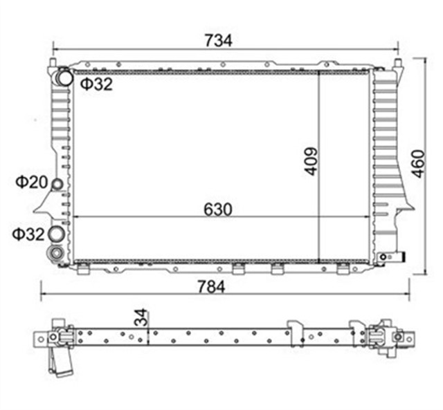 RADYATOR A6 A6 AVANT 4A. C4 2.0/ 2.0 16V/ 2.0 16V QUATTRO; 2.3/ 2.3 QUATTRO/ S6 T QUATTRO/ 1.9TD