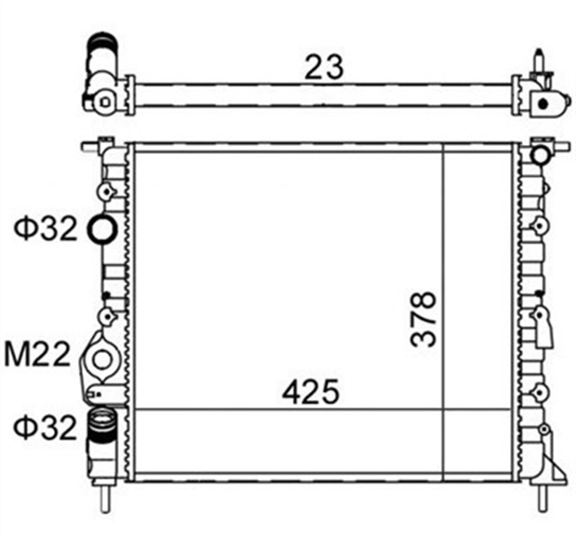 350213261003 RADYATOR CLIO II - LOGAN 04 KNG 01 MGN 96 1.4 - 1.61.5D - 1.9 KLIMASIZ MEK 430X377.5X23