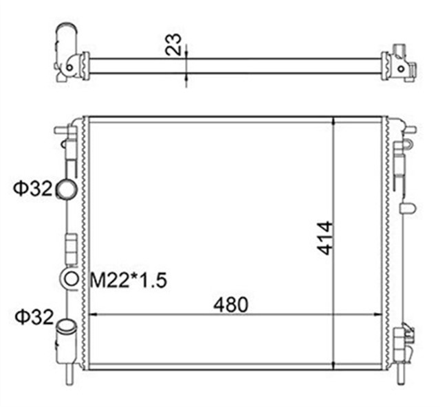 RADYATOR CLIO II - KNG - LOGAN - SOLENZA - 1.5DCI - 1.4 - 1.6 16V - 1.9DTI AC MEK 480X415X34