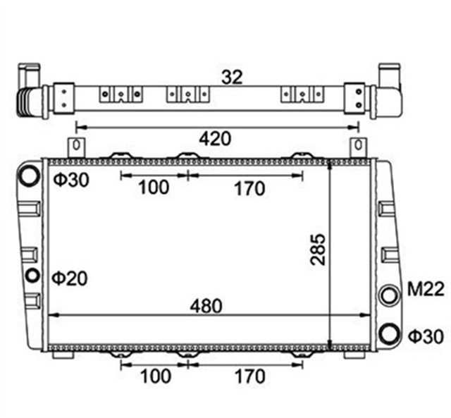 RADYATOR FELICIA - FAVORIT 1.3 KLIMASIZ MEK 488X285X34