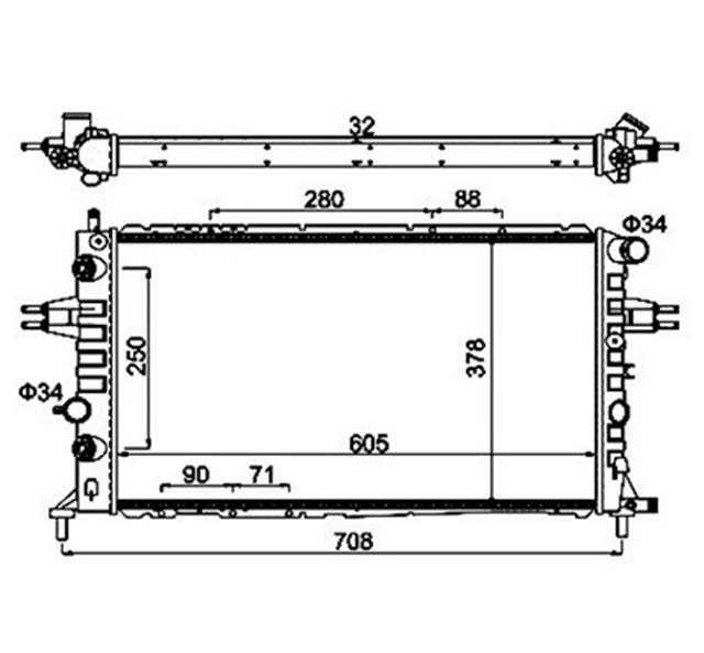 RADYATOR ASTRA G F07. F08. F35. F48. F69 2.0 16V; 2.2 16V; 2.0DI; ZAFIRA F75 1.8 16V; 2.0; 2.2 1