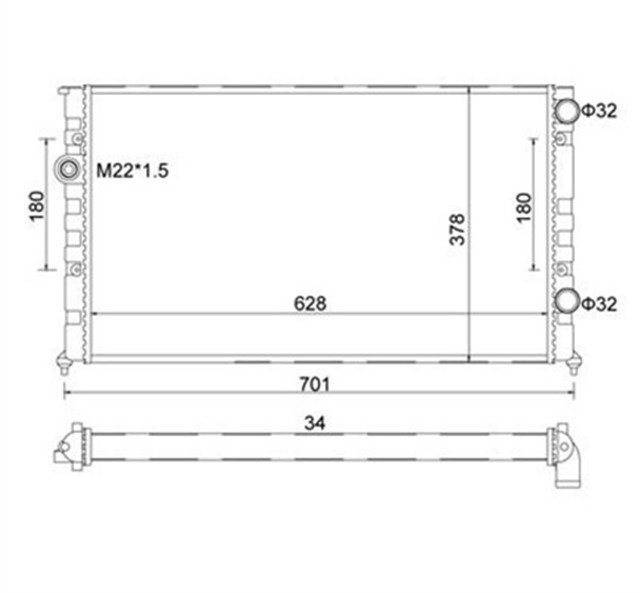 RADYATOR GOLF III 1H1 1.9D/TD/TDI; GOLF III VARIANT 1H5 1.6; 1.8; 2.0; 1.9D/TDI; GOLF IV 1J1 1