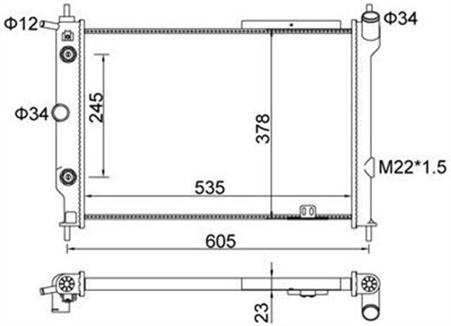 RADYATOR BRAZING ASTRA F 93 - 98 1.4I - 1.6I - 2.0I KLIMASIZ MEK OTOM 538X368X26