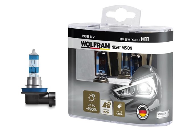 AMPUL 12V H11 55 PGJ19 - 2 NIGHT VISION 150 FAZLA 20 BEYAZ ISIK