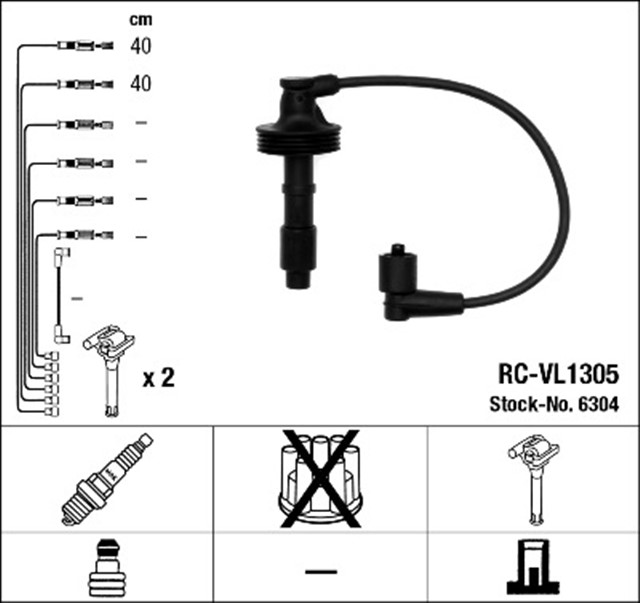BUJI KABLOSU VOLVO S40 1.6 1.8 1.9T4 2.0 2.T4 1995 - 2004 V40 1995 - 2004 RC - VL1305