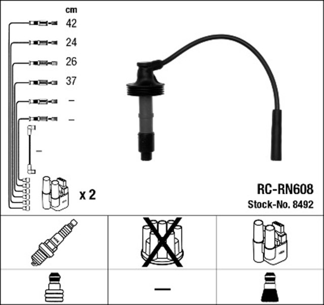 BUJI BOBIN KABLOSU LAGUNA - SAFRANE II 2.0I 16V N7Q 95 - 01 - VOLVO S40 1.6 1.8 95 - 99 2.0 95 - 04 RC - RN608