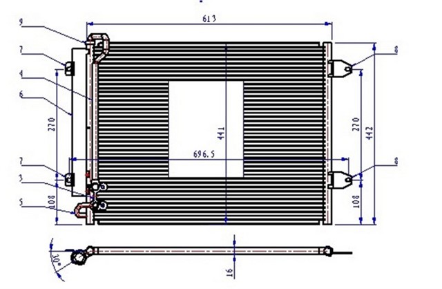 KLIMA KONDENSERI PASSAT VII 1.6I - 1.9 TDI 05 615X425X16 OTO. - MEK.