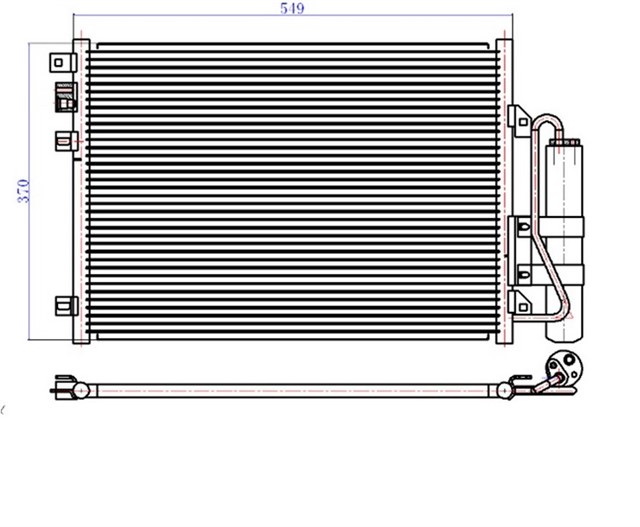 KLIMA KONDENSERI BRAZING CLIO II - KNG 1 - 2 - 1.4 - 1.5DCI - 1.6 - 1.9 97 - 01 553X379X16