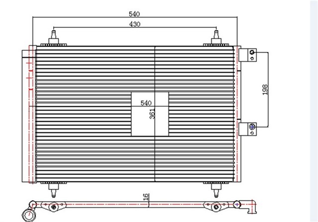 KLIMA KONDENSERI BERLINGO 06 XSARA 04 PARTNER 06 1.6HDI 555X364X16