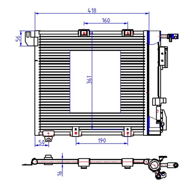 KLIMA KONDENSERI ASTRA G - ZAFIRA 98 - 02 1.7DTI - 1.7CDTI - 2.0DI - 2.0DTI - 2.2DTI 415X357X16
