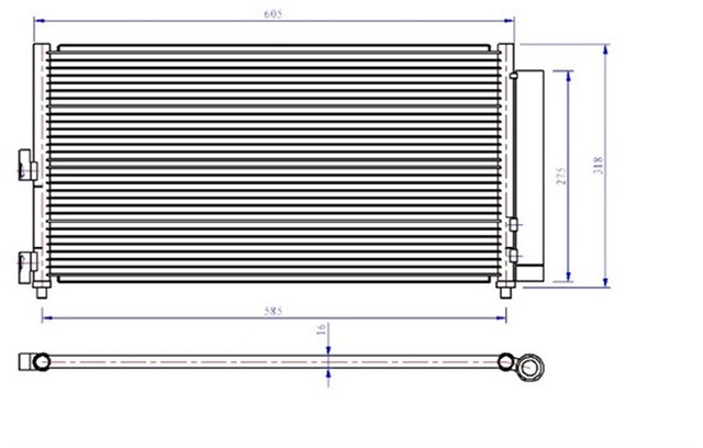 KLIMA KONDENSERI FIAT DOBLO 1.3 MJT 05 610X305X16 OTO. - MEK.