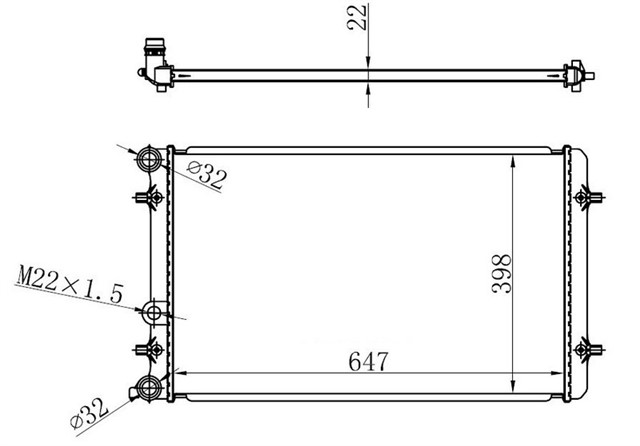 RADYATOR BRAZING BORA - GOLF IV - A3 - TT - LEON - TOLEDO II - OCTAVIA AC KLIMASIZ MEK OTOM 647X388X22