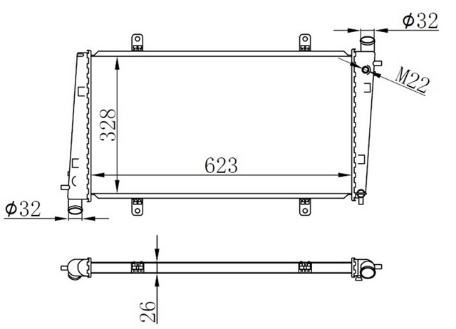 RADYATOR BRAZING VOLVO S40 2.0T 2.0T4 - 95 - 04 V40 1.9 TDI 95 - 04 MEK 623X328X26
