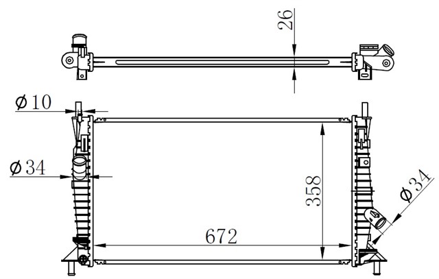 RADYATOR BRAZING FOCUS II 04 - 12 CMAX 1.6TDCI 1.8TDCI 2.0TDCI 05 - 07 - 10 VOLVO S40 1.6D C30 C70 V50