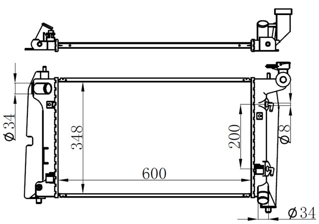 RADYATOR BRAZING COROLLA 1.4 - 1.6 VVTI AC KLIMASIZ OTOM 600X348X16