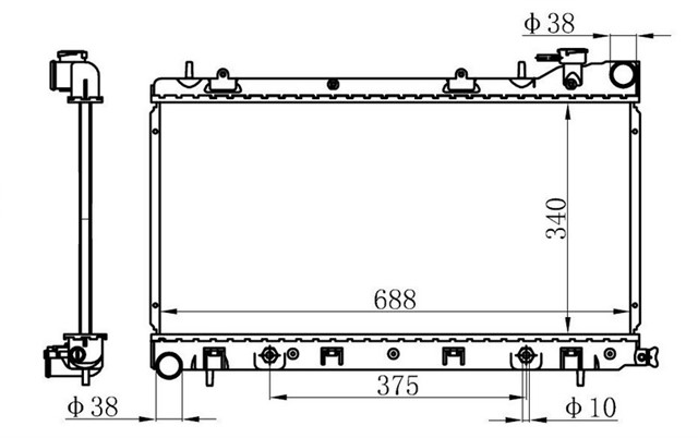 RADYATOR BRAZING SUBARU IMPREZA 98 340X688X16