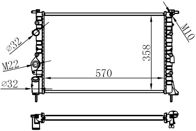 RADYATOR BRAZING MGN 1.6I - 2.0I 96 - 99 - 2.0I 99 SCENIC I 1.9DTI - DCI 99 - 03 KLIMASIZ MEK 570X358X22