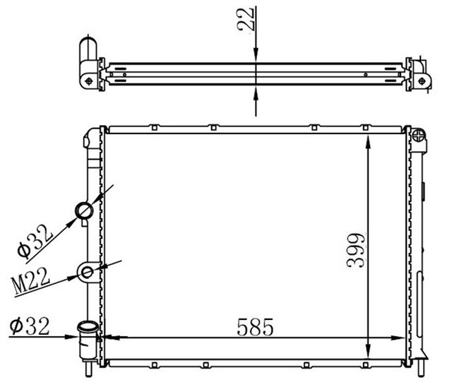 RADYATOR BRAZING MGN I 95 - 99 SCENIC 00 - 03 1.6 - 2.0I - 1.9DTI AC MEK 585X388X26