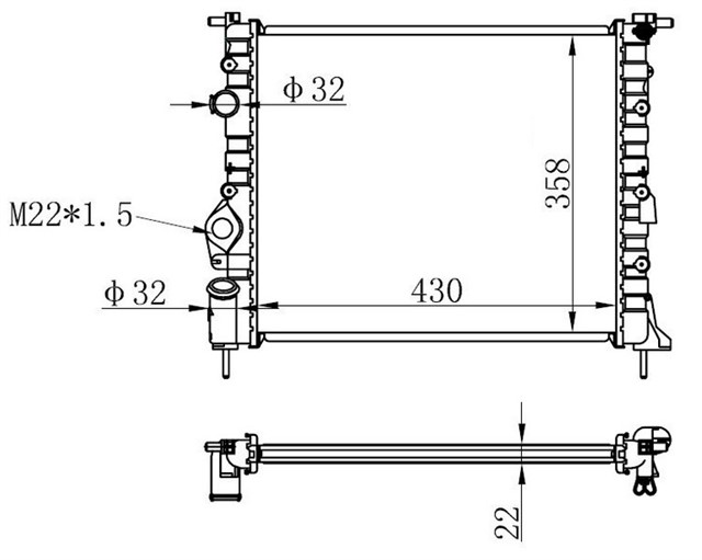 RADYATOR BRAZING CLIO II - LOGAN 04 KNG 01 MGN 96 1.4 - 1.61.5D - 1.9 KLIMASIZ MEK 430X358X22