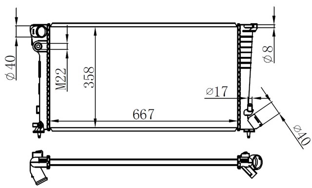 RADYATOR BRAZING PARTNER - BERLINGO - XSARA - 306 1.9DZL DW8 98 - 02 KLIMASIZ MEK 667X358X22