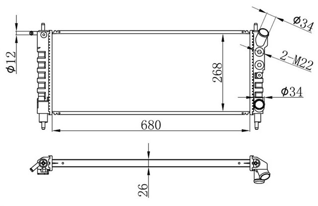 SU RADYATORU OPEL CORSA B 1.0I 12V 93 00 MT MEKANIK 682X285X24