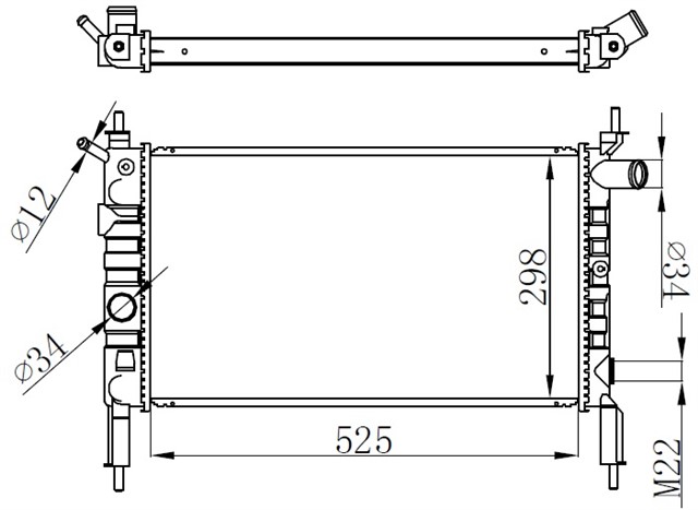 RADYATOR BRAZING ASTRA F 1.4I - 1.6I KLIMASIZ MEK 525X298X22