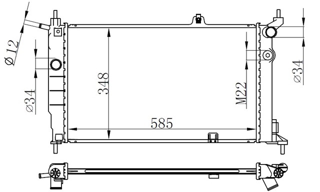 RADYATOR ASTRA F 1.4 - 1.6 - 1.8 - 2.0 AC MEK 585X348X26