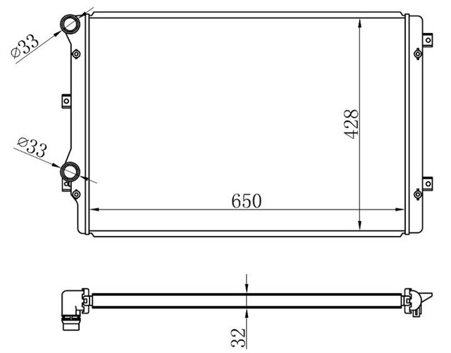 RADYATOR BRAZING A3 - GOLF V - JETTA IIII - SCIROCCO - TOURAN 1.4TSI - 1.9TD - 2.0TSI AC / - MK OTO 650X428X32