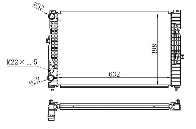 RADYATOR BRAZING PASSAT - A4 - A6 - SUPERB 1.6 - 1.8 - 2.4 - 1.9TDI - 2.6 - 2.3 VR5 - 2.0 - 2.8 AC / - MEK 632X398X32